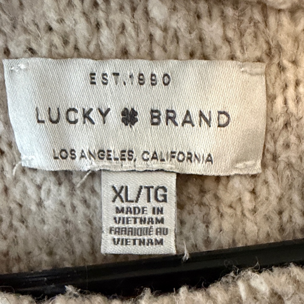 Lucky Brand Cozy Beige Cable Knit Sweater - Picture 4 of 6